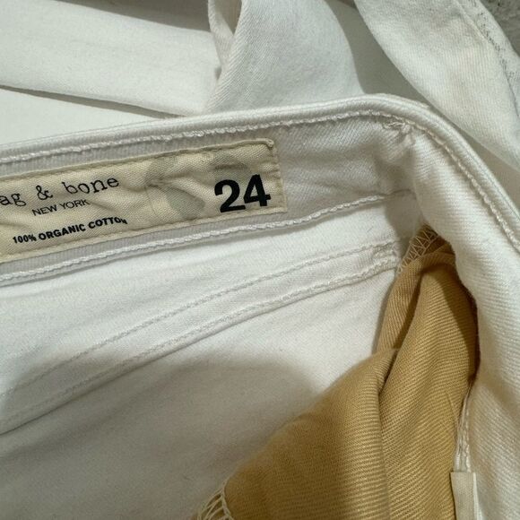 Rag & Bone Nina High Rise Ankle Flare Jeans in Summer White with Holes Size 24 - Picture 8 of 10